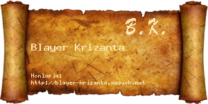 Blayer Krizanta névjegykártya